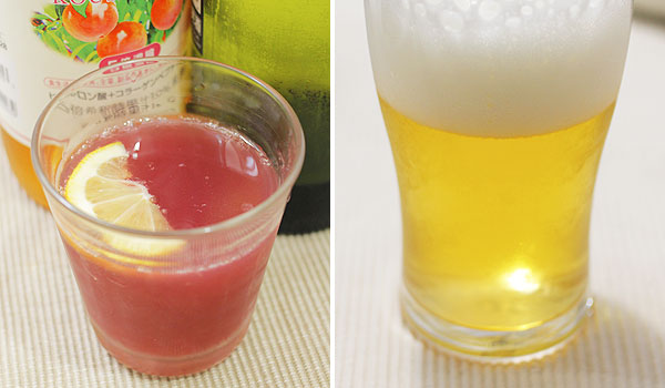酵素美人桃のサングリアとビールカクテル